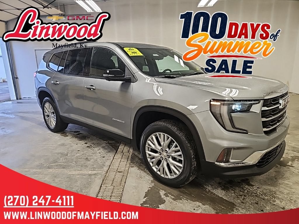 2026 GMC Acadia Elevation in Sterling Metallic — front three-quarter view