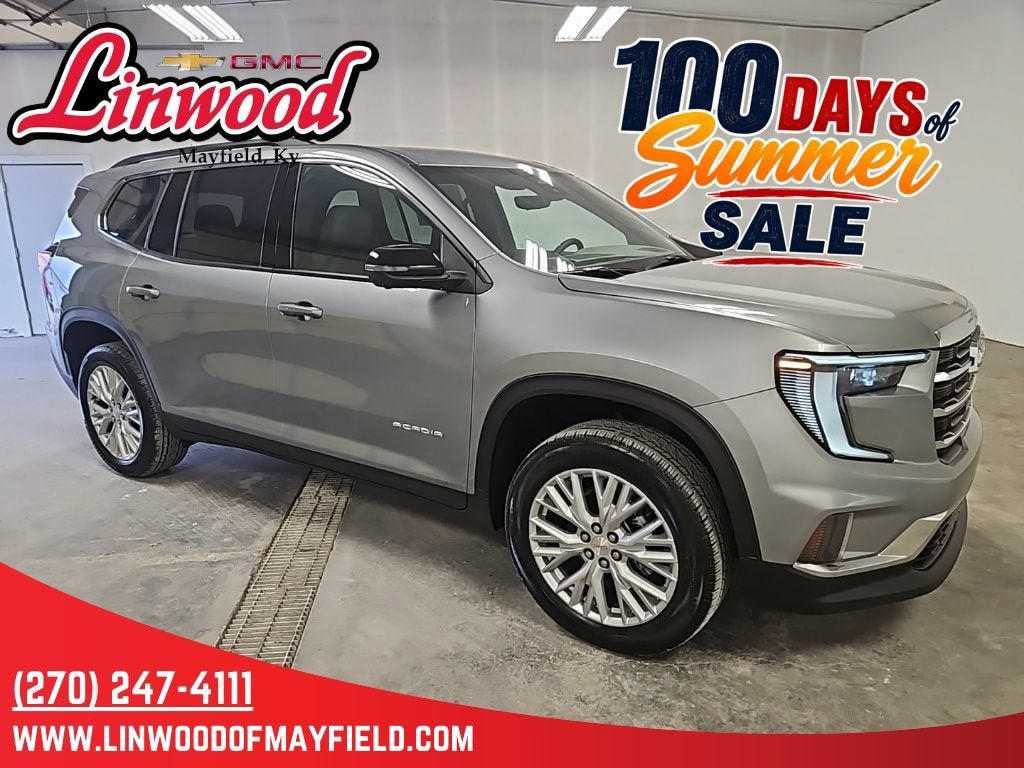 2026 GMC Acadia Elevation in Sterling Metallic — front three-quarter view