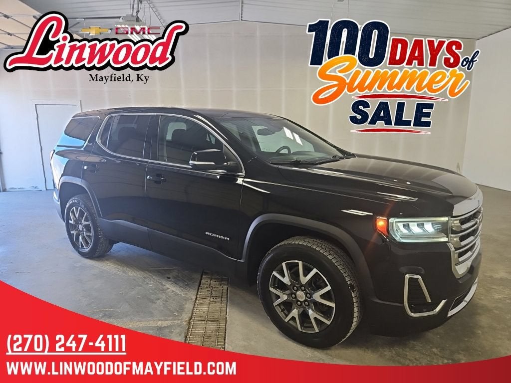 2022 GMC Acadia SLE in Ebony Twilight Metallic — front three-quarter view