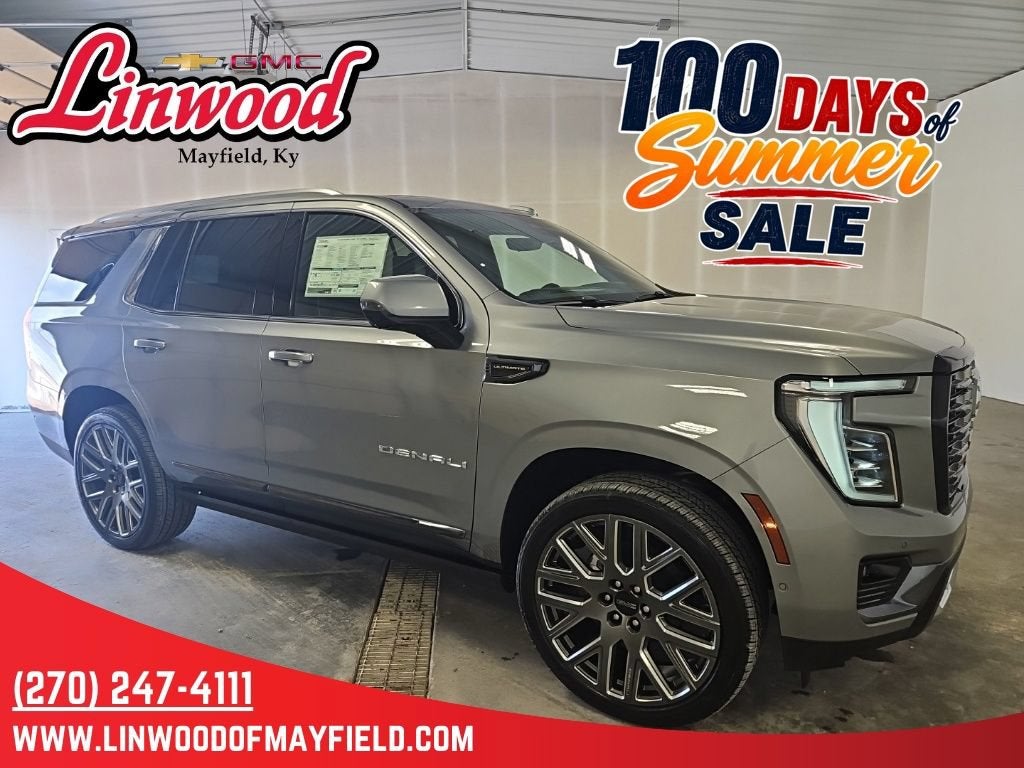 2026 GMC Yukon Denali Ultimate in Sterling Metallic — front three-quarter view