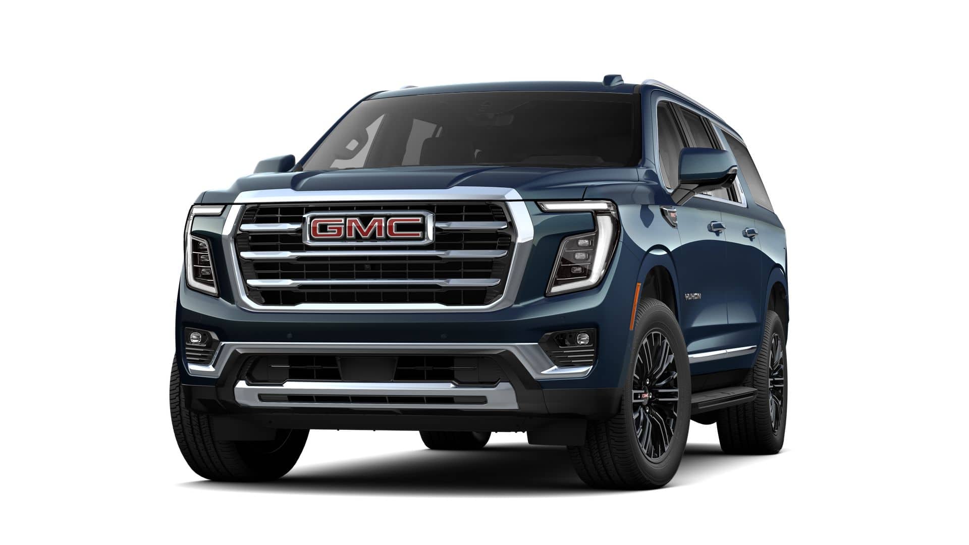 2026 GMC Yukon XL Elevation in Downpour Metallic — front three-quarter view
