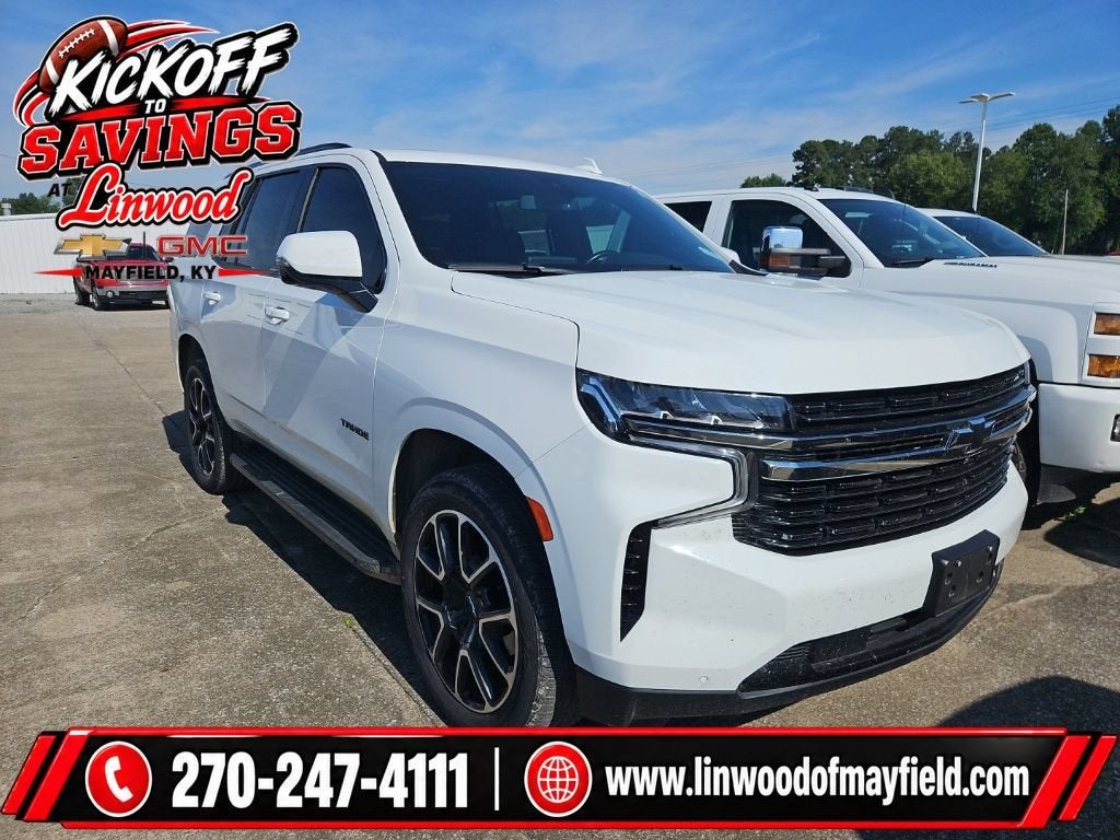 2021 Chevrolet Tahoe RST in Summit White — front three-quarter view