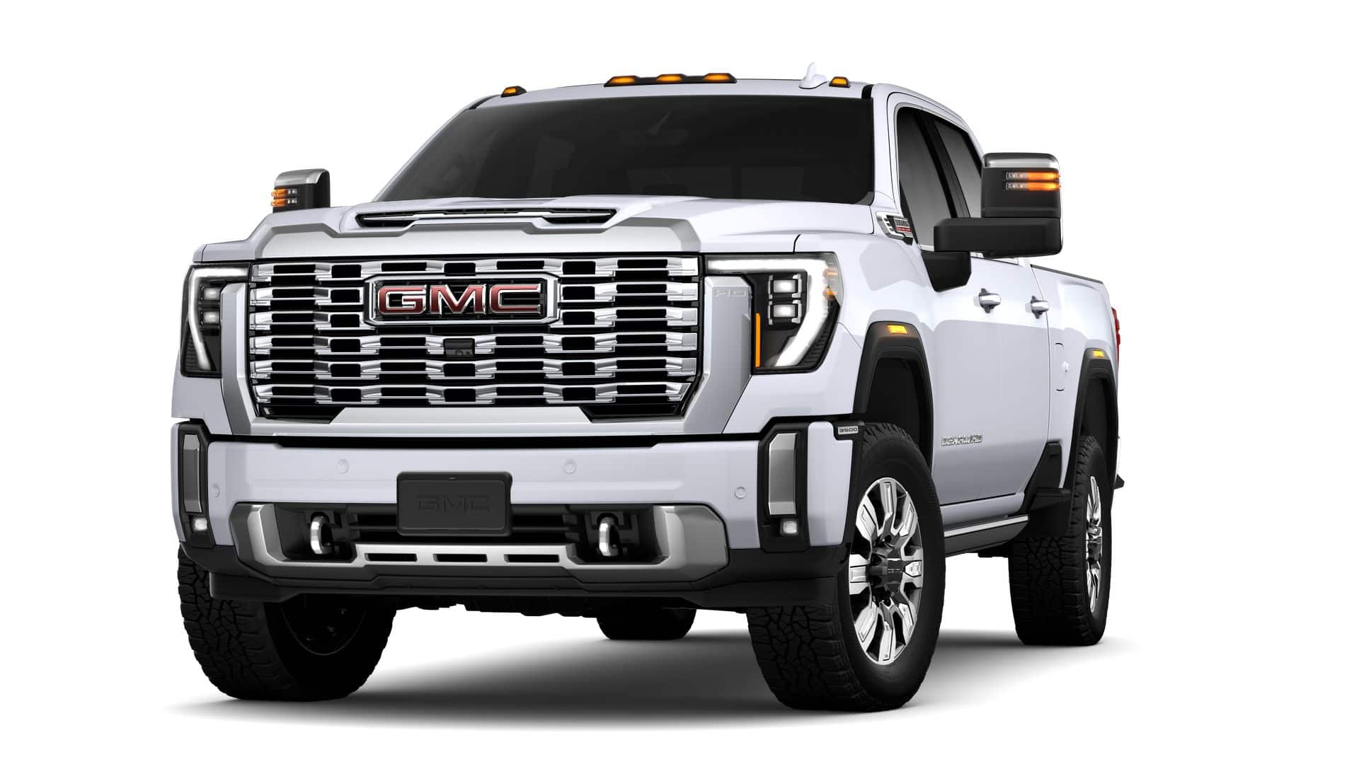 2026 GMC Sierra 3500 HD Denali in Glacier White Tricoat — front three-quarter view