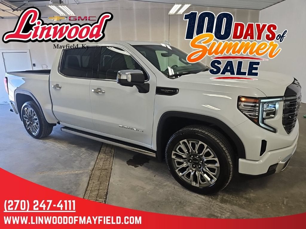 2026 GMC Sierra 1500 Denali Ultimate in Glacier White Tricoat — front three-quarter view