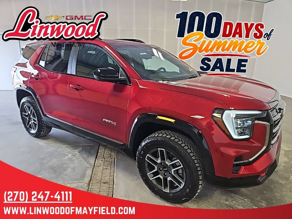 2026 GMC Terrain AT4 in Volcanic Red Tintcoat — front three-quarter view