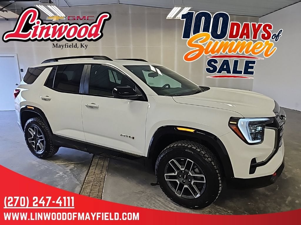 2026 GMC Terrain AT4 in Summit White — front three-quarter view