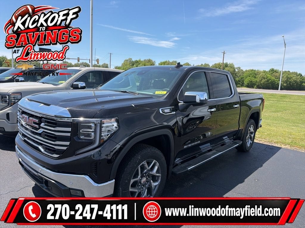 2026 GMC Sierra 1500 SLT in Onyx Black — front three-quarter view