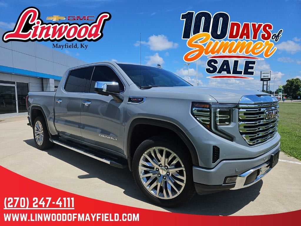 2025 GMC Sierra 1500 Denali in Thunderstorm Gray — front three-quarter view