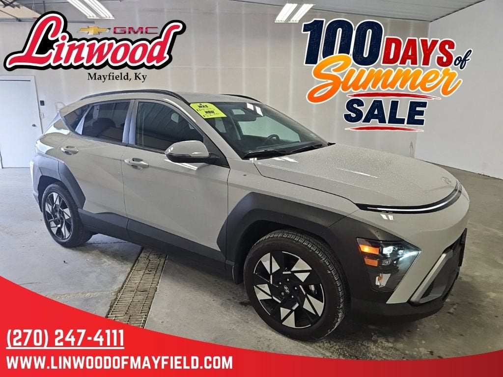2024 Hyundai Kona SEL in Silver — front three-quarter view